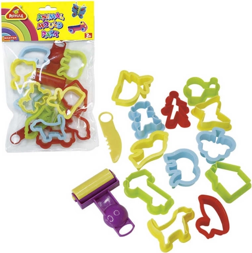 Set d’emporte-pièces en plastique avec couteau et rouleau (12 pcs)