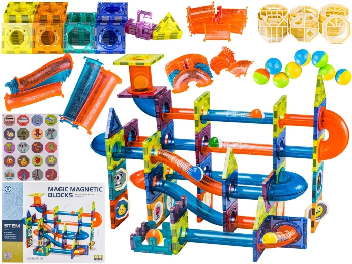Jeu de construction magnétique – piste à billes 96 pièces