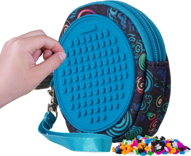 Pixie Crew pochette ronde bleue Spiral magic avec pixels