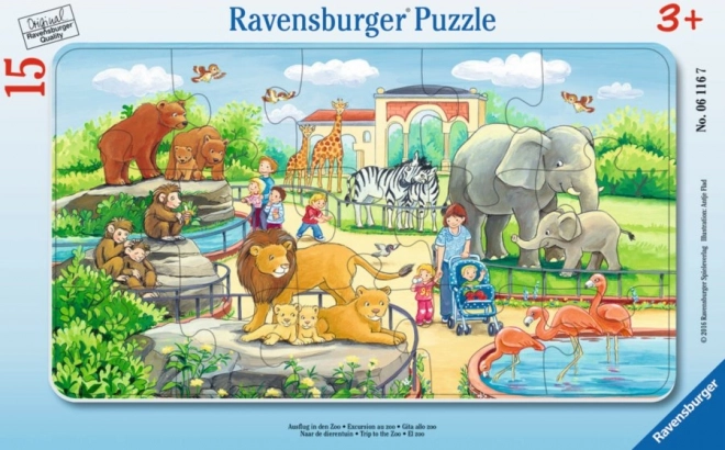 Ravensburger puzzle pour enfants en cadre 15 pièces – sortie au zoo