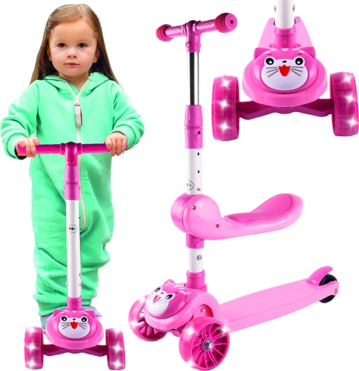 Trottinette à trois roues Kotek avec roues lumineuses et siège