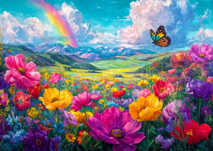 Puzzle Enjoy Prairie arc-en-ciel 1000 pièces