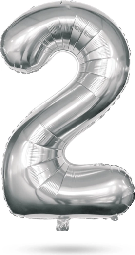 Ballon d’anniversaire en aluminium chiffre 2 argenté 40 pouces