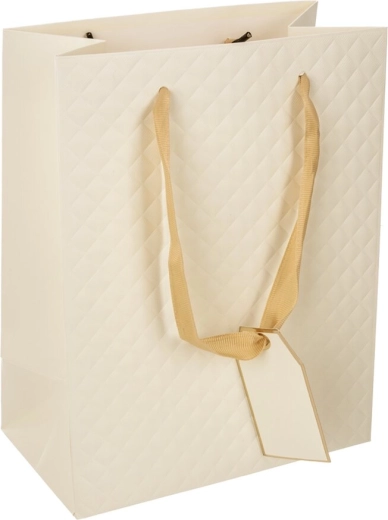 Sac cadeau en papier Quilt beige 18 × 10 × 23 cm