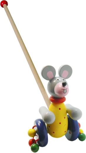 Babu souris en bois à pousser pour enfants
