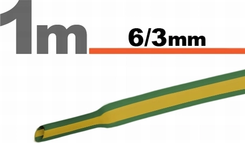 Gaine thermorétractable jaune-vert 6/3 mm