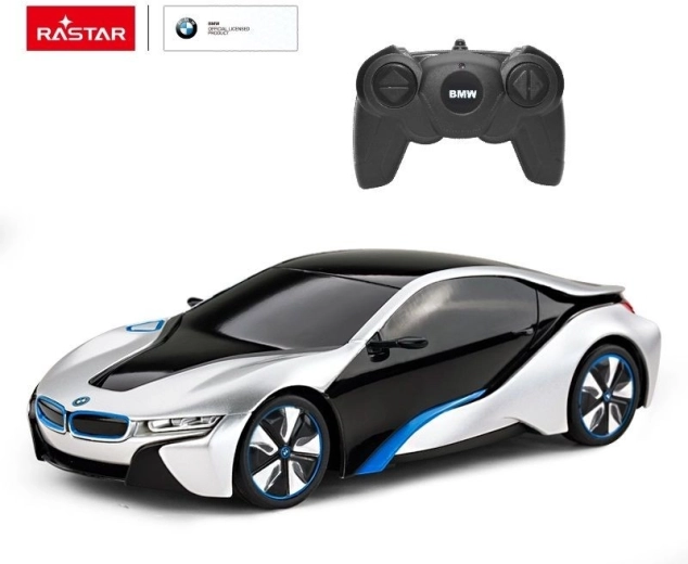 Voiture RC Rastar BMW i8 télécommandée 1:24 argentée