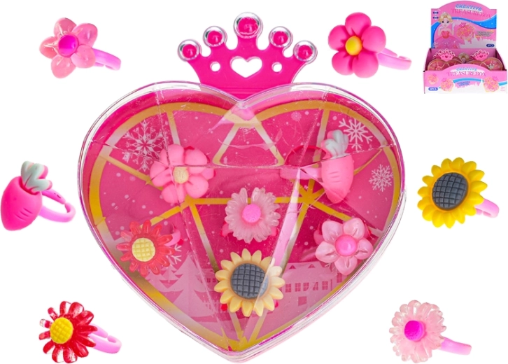 Set de bagues pour enfants dans une boîte en forme de cœur – 6 pcs