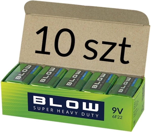 Piles BLOW 9 V (6F22) Super Heavy Duty, lot de 10 pièces