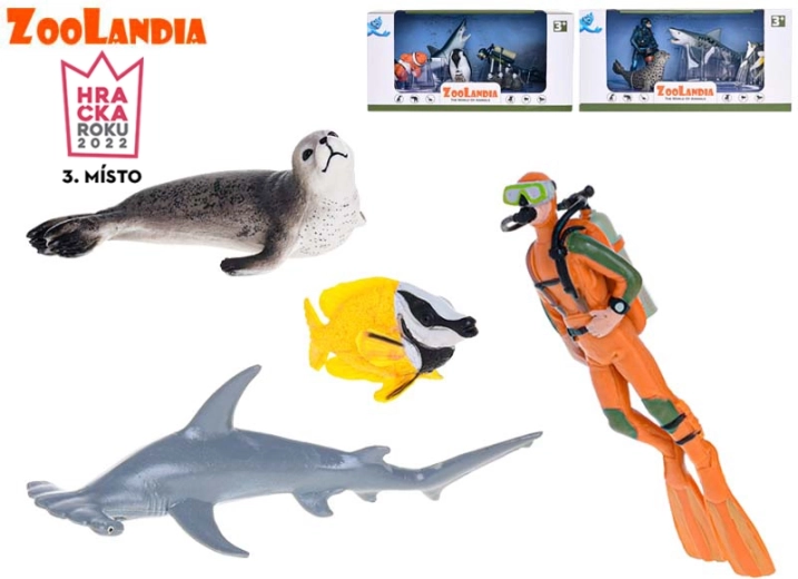Zoolandia plongeur avec requin et accessoires – set de figurines pour aquarium