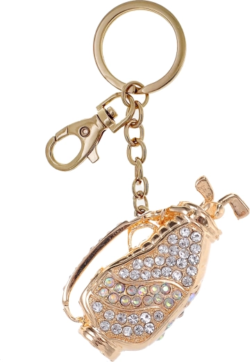 Porte-clés doré en forme de club de golf