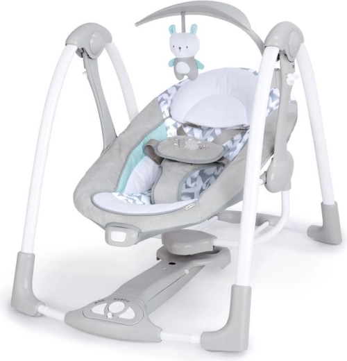 Balançoire pour bébé convertible 2-en-1 avec vibrations et mélodies Raylan INGENUITY, 0 m+ jusqu’à 9 kg