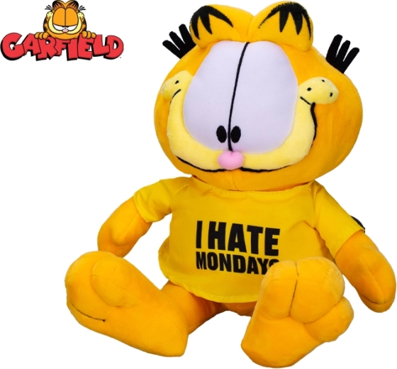 Chat en peluche Garfield 24 cm – assis, T-shirt I hate Mondays