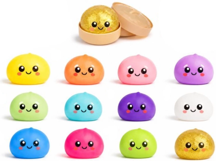 Kawaii squishy knedlíček dans un panier vapeur (jouet antistress à presser) - 1 pièce