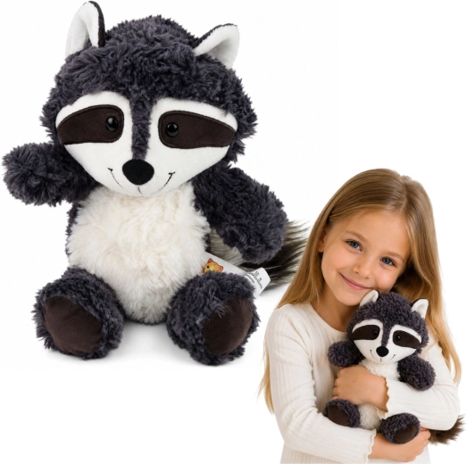 Peluche raton laveur blanc et gris 25 cm