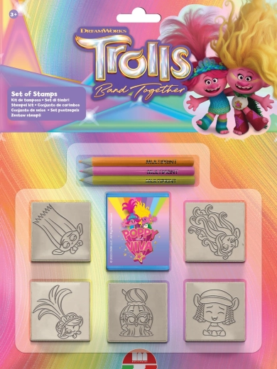 Coffret de tampons Trolls – 5 tampons et 3 feutres