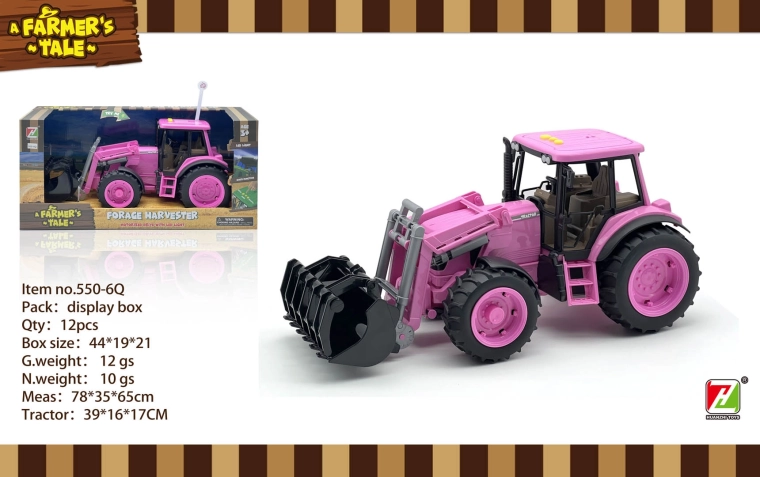 Tracteur interactif rose avec grappin, lumières et sons 1:16