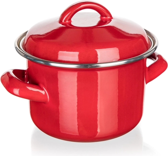 Casserole émaillée avec couvercle 12 cm 0,78 l MILTON rouge