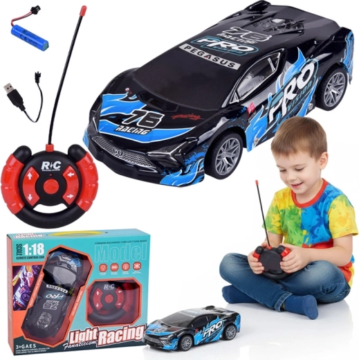 Voiture de sport RC avec carrosserie rétroéclairée 1:18 – bleu