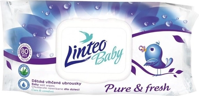 Lingettes humides pour enfants LINTEO Baby à l’aloe vera 80 pcs