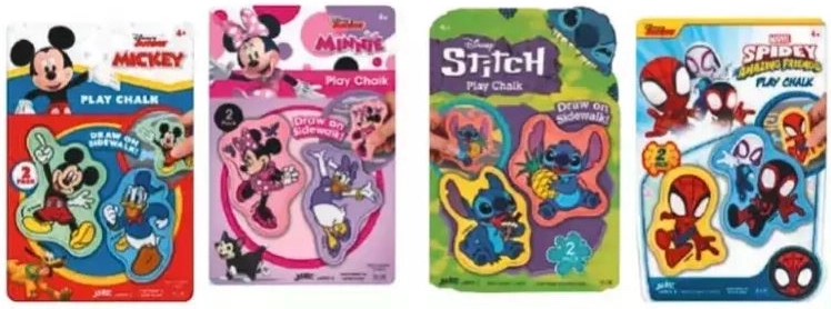 Craies de trottoir John avec pochoirs Minnie, Spidey ou Mickey - 1 pièce