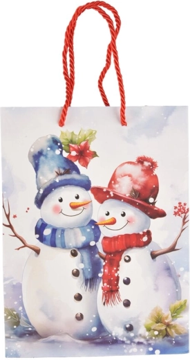 Sac cadeau en papier avec motif hivernal de bonhomme de neige 18 × 10 × 23 cm