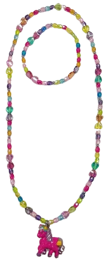 Set de bijoux avec pendentif petit cheval rose