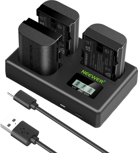 Neewer lot de 3 batteries de rechange LP-E6P/LP-E6NH pour appareils photo Canon avec chargeur USB triple