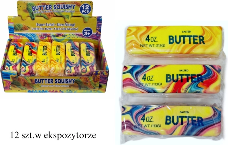 Gniotek antistress à presser en forme de cube de beurre - 1 pièce