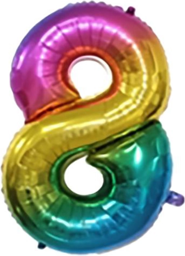 Ballon en feuille chiffre 8 arc-en-ciel 30 cm TORO