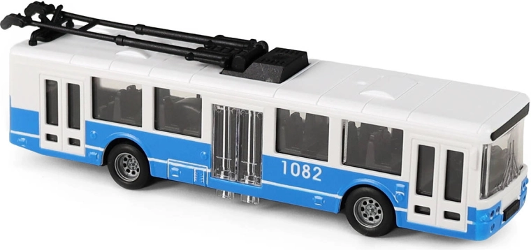 Trolleybus urbain bleu à friction 16 cm
