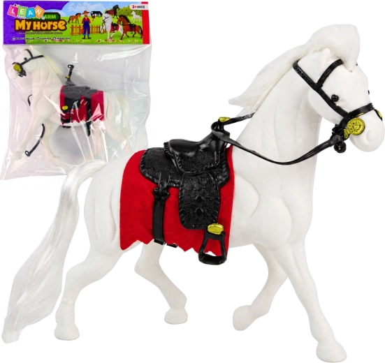 Figurine de cheval blanc avec selle – ferme