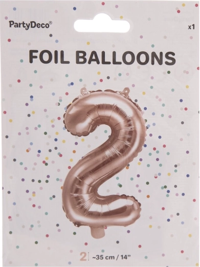 Ballon en aluminium chiffre 2 rose nacré 35 cm