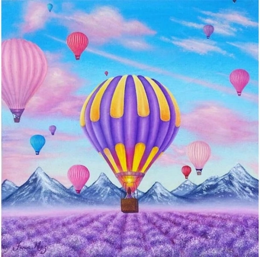 Broderie diamant (diamond painting) – vol en montgolfière 30 × 30 cm - 1 pièce