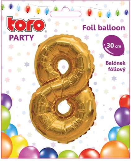 Ballon en feuille chiffre 8, 30 cm, doré TORO