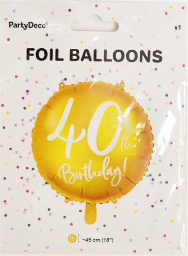 Ballon en aluminium chiffre 40 doré 45 cm
