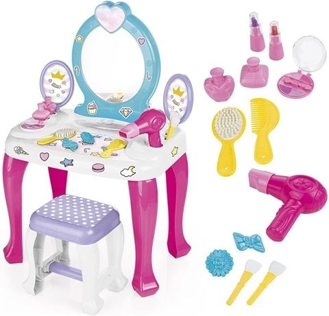 Coiffeuse pour enfants Dolu licorne avec tabouret et accessoires
