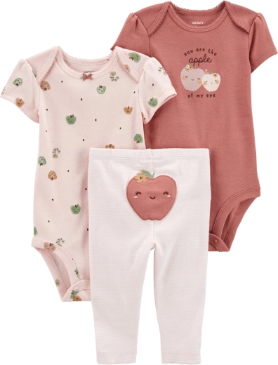 Ensemble 3 pièces pour bébé Carter’s Pink Apple – 2× body à manches courtes et leggings