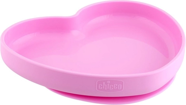 Assiette en silicone Chicco en forme de cœur, rose (9 m+)