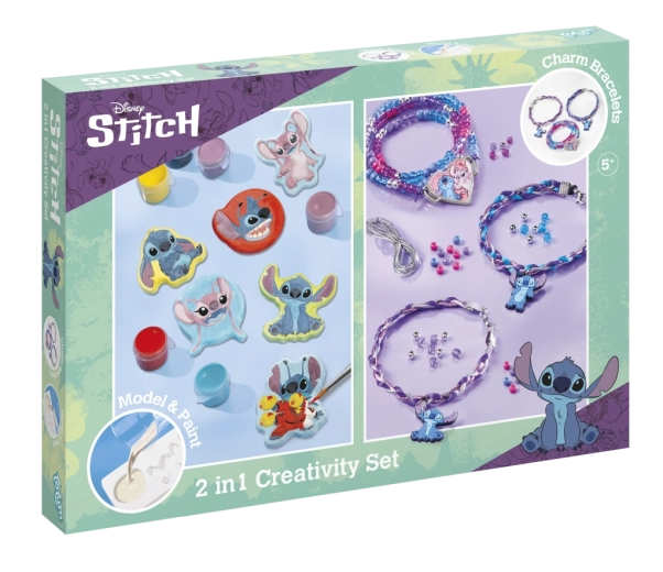 Coffret créatif 2-en-1 DISNEY STITCH – fabrication de bracelets et peinture de figurines en plâtre