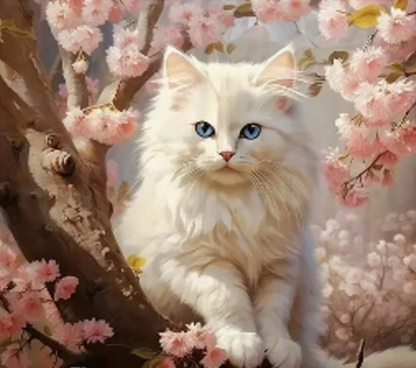 Norimpex peinture diamant La chatte blanche dans l'arbre 30 × 40 cm