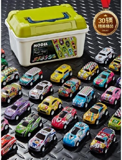 Ensemble de petites voitures en métal dans une mallette – 30 pièces