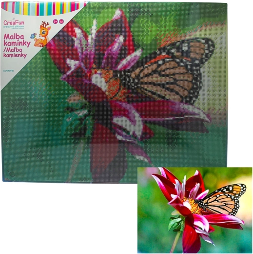 Peinture diamant – papillon et fleur 40 × 50 cm