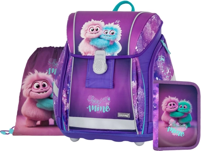 OXYBAG set scolaire 3 pcs Premium Light Monster – sac à dos, sac de sport et trousse