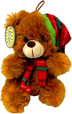 Ourson en peluche avec bonnet et écharpe – motif de Noël