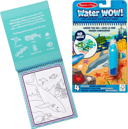 Cahier à l’eau Water Wow! Monde sous-marin avec stylo à eau