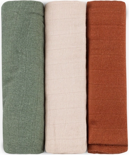 Petite&Mars lot de langes en mousseline de bambou Moussy Earth Tones 68 × 68 cm (3 pcs)