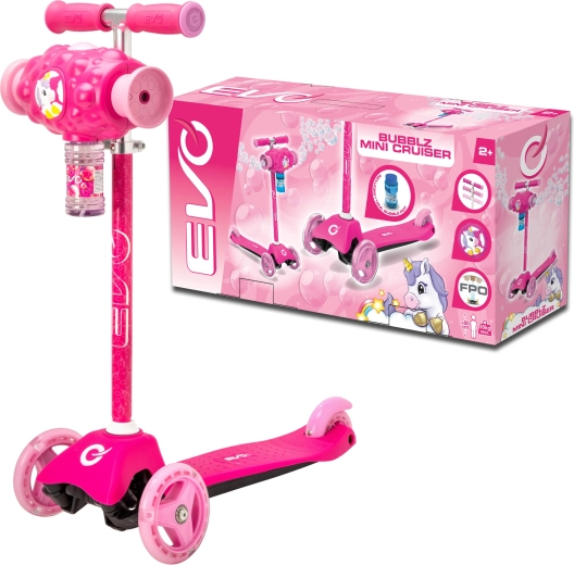 EVO trottinette tricycle pour enfants Bubblz Mini Cruiser avec machine à bulles, rose