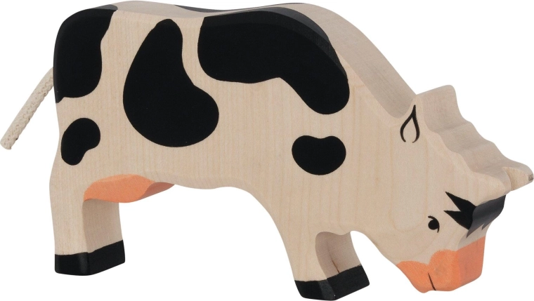 Holztiger vache noire en train de brouter - 1 pièce