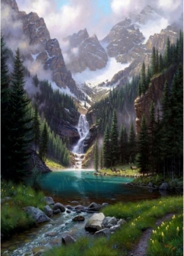 Broderie diamant (diamond painting) – Staw w górach 30 × 40 cm